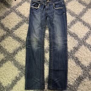 Akademiks New York Womens 32 Denim Jeans Embroidered Bling Sequins Stretch